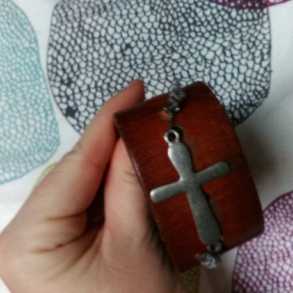 Rustic Worn Brown Leather Adjustable Snap Silver … - image 2